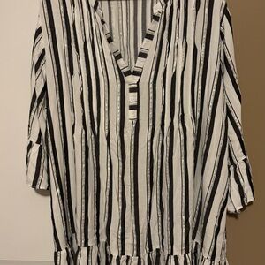 Blue Island Black and White Striped Tunic